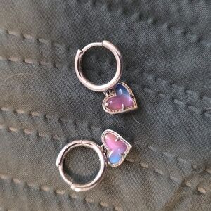 Kendra Scott Silver Earrings with Pink and Blue Hearts